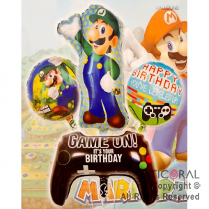 SET DE GLOBOS METALIZADO LUIGI 4 UNIDADES 